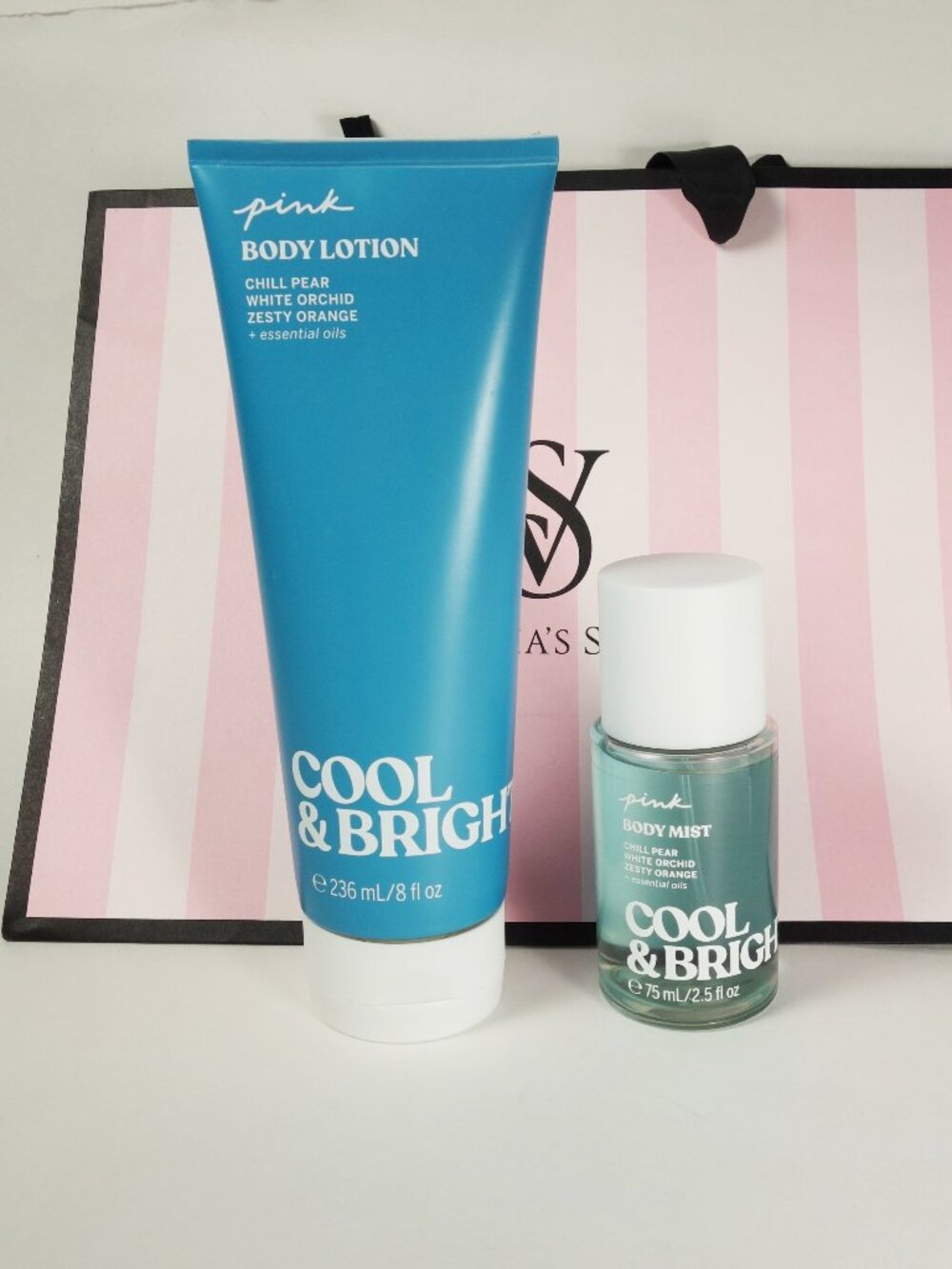 NEW! VS PINK COOL & BRIGHT BODY LOTION Chill Pear White Orchid Zesty Orange